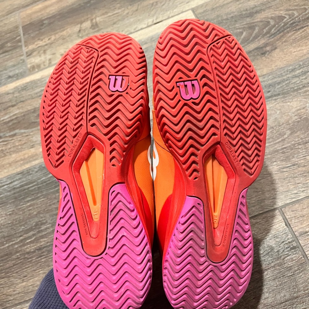 Wilson Women's Vibrant Orange and Pink Athletic Shoes - Picture 4 of 5